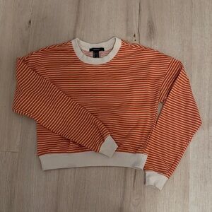 Forever 21 Orange and Cream Striped Pullover